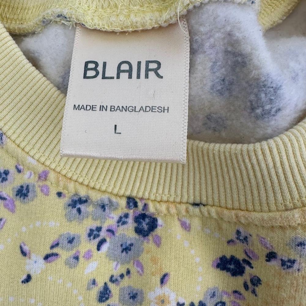 Blair Women's L Y2K Yellow Floral Cottage Crewneck Sweatshirt Ditsy Flower boho - Picture 3 of 6